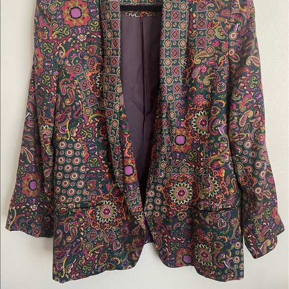 Vintage Susan Bristol Paisley and Floral Print low V-neck Blazer size 12 - Picture 4 of 8